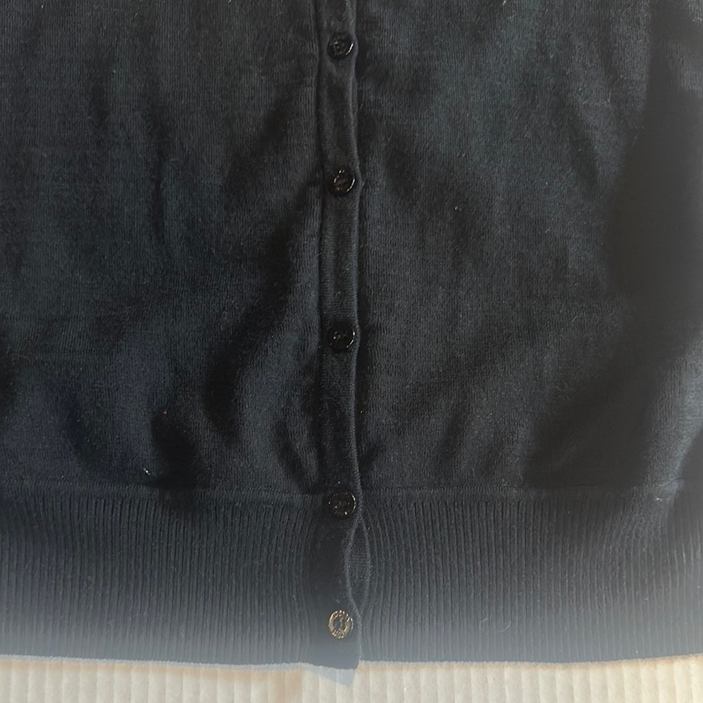Escada Sport Black Button-Up Cardigan w inside chain design 75% merino wool sz M - Picture 8 of 14